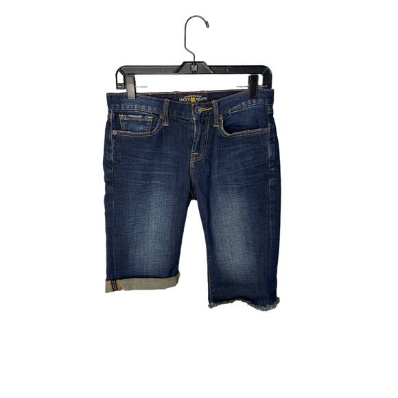 Lucky Brand Pants - Lucky Brand Abbey Bermuda dark wash jean shorts cuffed raw hem women's 2/26
